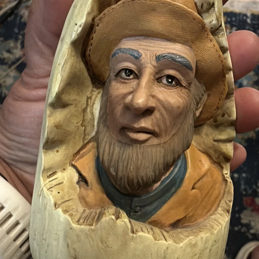 Vintage Faux Whale Tooth with Carved Sailor Nautical Figurine 6